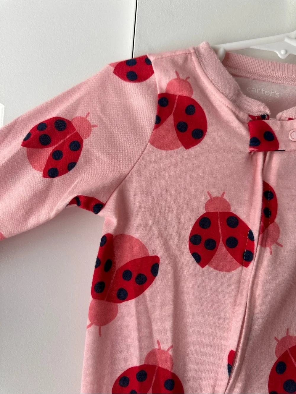 Carter's Pink Ladybug & Red Heart Footed One-Piece Set